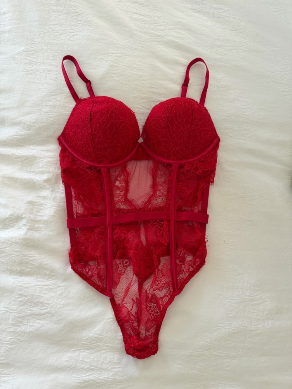 Victoria's Secret Red Lace Bustier Teddy